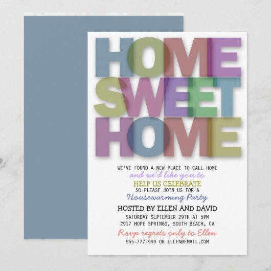 Cute Home Sweet Home Housewarming Invitations Kaart (Voorkant / Achterkant)