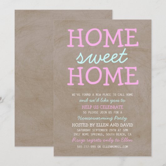 Cute Home Sweet Home Housewarming Invitations Kaart (Voorkant / Achterkant)