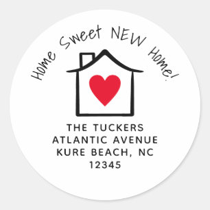Cute Home Sweet New Home Address Label Sticker