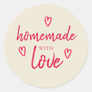 Cute Homemade met Love Red Antiek White Ronde Sticker