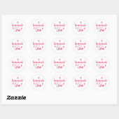 Cute Homemade met Love Red White Ronde Sticker (Vel)