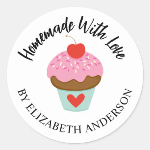 Cute Homemade with Love Cupcake Sticker