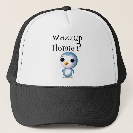 Cute Homie Penguin Trucker Pet (Voorkant)
