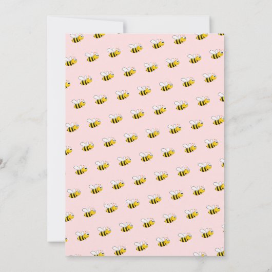 Cute hommble bee roze zonnebloemen baby shower kaart (Achterkant)