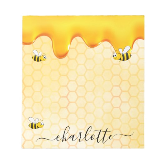 Cute hommels honingraathoning druppelmonogram notitieblok (Voorkant)