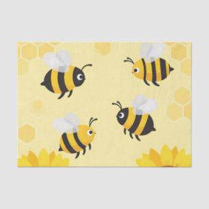 Cute Hommels Zonnebloemen Bijenkorf Patroon Tissuepapier