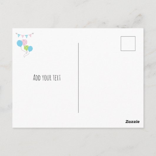 Cute Hond 1e Verjaardag: Woef-tastisch Feest! Briefkaart (Achterkant)