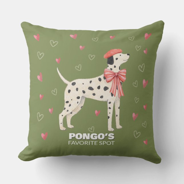 Cute Hond Dalmatiner Strik Hart Salie Worp Kussen (Voorkant)