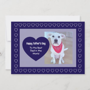Cute Hond Donkerblauw Eén Foto Hart Vaderdag Feestdagenkaart