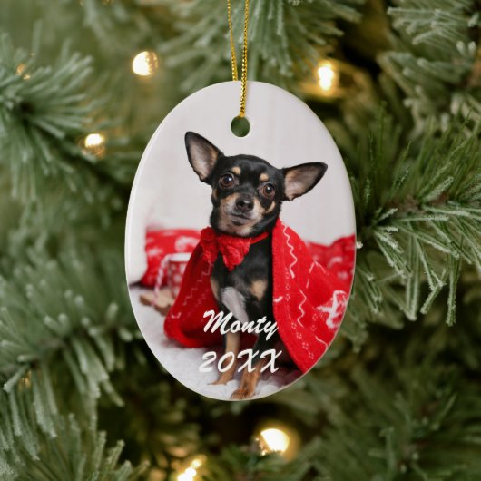 Cute Hond Huisdier Foto Keramisch Ornament (Boom)