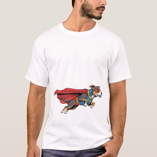Cute Hond in Heldenkostuum T-shirt (Voorkant)