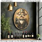 Cute Hond `In Pak Toasting Cheers AH3O Decoupage Tissuepapier