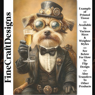 Cute Hond `In Pak Toasting Cheers AH3Z Decoupage Tissuepapier