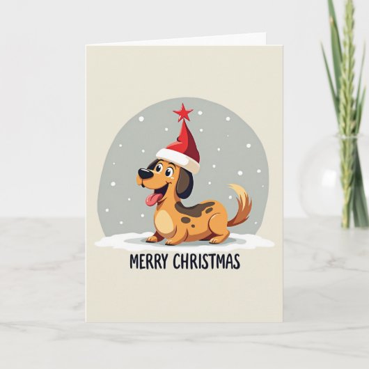 Cute Hond Kerstkaart Kaart (Voorkant)