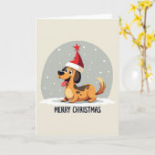 Cute Hond Kerstkaart Kaart (Gele Bloem)