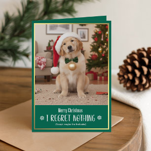 Cute Hond Kerstvakantie Grappige Foto Gevouwen Feestdagen Kaart