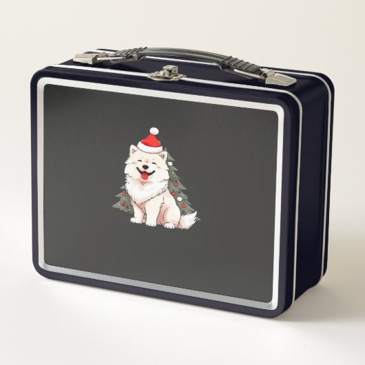 Cute hond met kerstmuts en kerstboom T-Shirt (Voorkant)