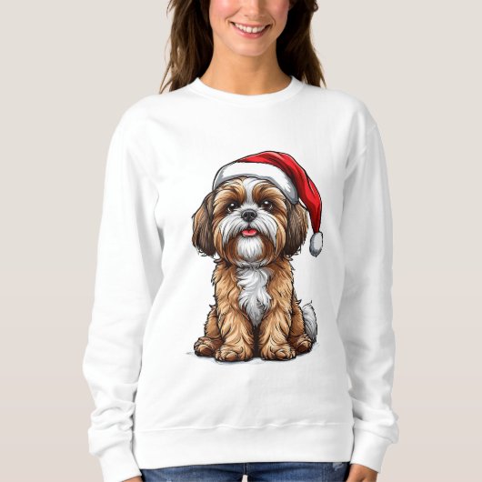 Cute Hond met Kerstmuts viert Kerstmis Trui (Voorkant)