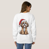 Cute Hond met Kerstmuts viert Kerstmis Trui (Achterkant volledig)