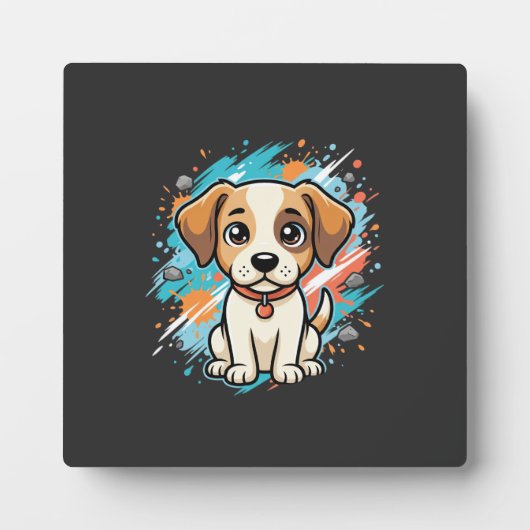 Cute Hond Paint Splash Vector Kunst_1 Fotoplaat (Voorkant)