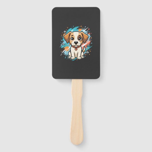 Cute Hond Paint Splash Vector Kunst_1 Handwaaier (Voorkant)