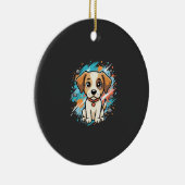 Cute Hond Paint Splash Vector Kunst_1 Keramisch Ornament (Rechts)