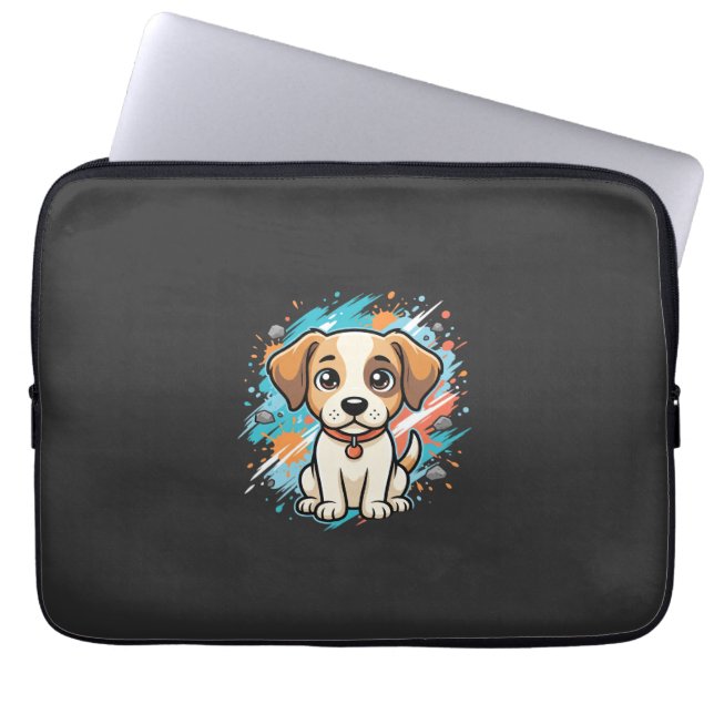 Cute Hond Paint Splash Vector Kunst_1 Laptop Sleeve (Voorkant)