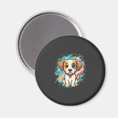 Cute Hond Paint Splash Vector Kunst_1 Magneet (Voorkant / Achterkant)