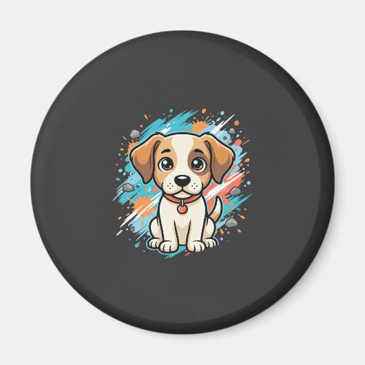 Cute Hond Paint Splash Vector Kunst_1 Magneet (Voorkant)