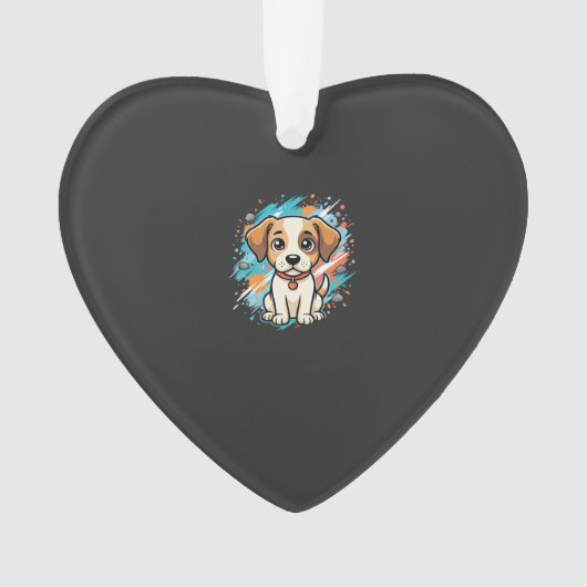 Cute Hond Paint Splash Vector Kunst_1 Ornament (voorkant)