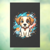 Cute Hond Paint Splash Vector Kunst_1 Raamsticker (Vel 3)