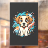 Cute Hond Paint Splash Vector Kunst_1 Raamsticker (Vel 2)