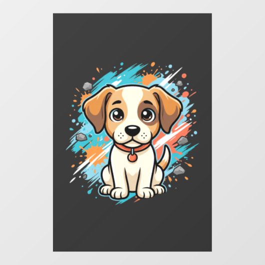 Cute Hond Paint Splash Vector Kunst_1 Raamsticker (Vel)