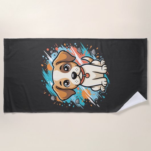 Cute Hond Paint Splash Vector Kunst_1 Strandlaken (Voorkant)