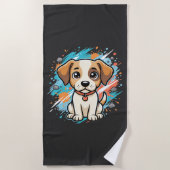Cute Hond Paint Splash Vector Kunst_1 Strandlaken (Voorkant)
