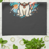 Cute Hond Paint Splash Vector Kunst_1 Theedoek (Gevouwen)