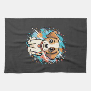 Cute Hond Paint Splash Vector Kunst_1 Theedoek