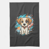 Cute Hond Paint Splash Vector Kunst_1 Theedoek (Verticaal)