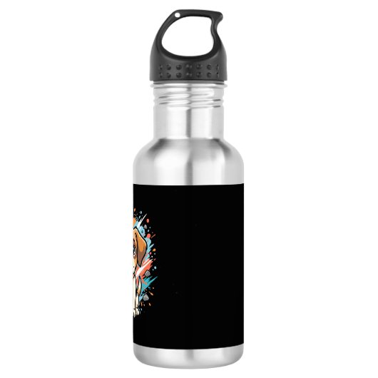 Cute Hond Paint Splash Vector Kunst_1 Waterfles (Voorkant)