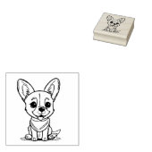 Cute Hond Puppy Contour Rubberstempel (Gestempeld)