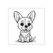 Cute Hond Puppy Contour Rubberstempel (Afrduk)