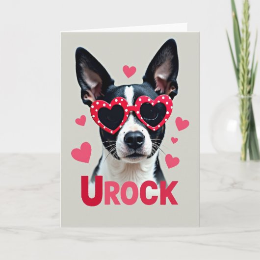 Cute Hond Urock Valentijnkaart Kaart (Voorkant)