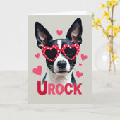 Cute Hond Urock Valentijnkaart Kaart (Gele Bloem)