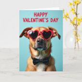 Cute Hond Valentijnsdag Kaart (Gele Bloem)