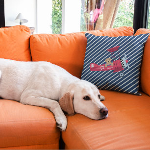 Cute Hond Vliegt in Vliegtuig, Aangepaste Naam Kin Kussen