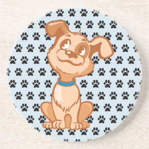 Cute hond zandsteen drank coaster onderzetter