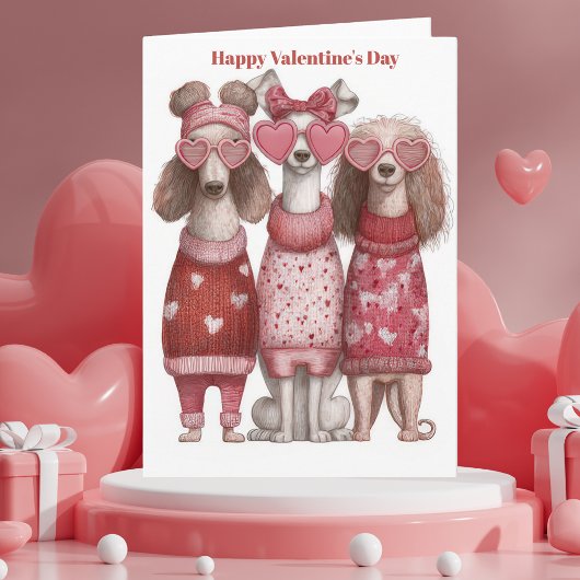 Cute Honden Hartjes Pullover Valentijnsdag Kaart
