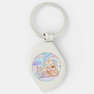 Cute Honden Huwelijks Sprookjes Carrousel Sleutelhanger
