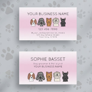 Cute Honden Moderne Gradiant Roze Verzorging Visitekaartje