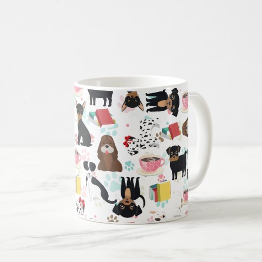 Cute Hondenliefhebber Book Lover Koffiemok (Voorkant rechts)